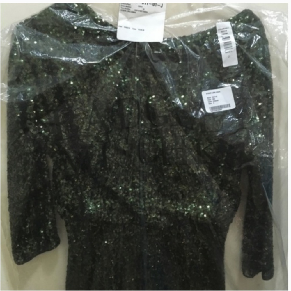 Badgley mischka green sequin formal dress gown size 2 nwt - Picture 6 of 7